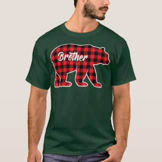 T-shirt Brother Red Plaid Bear Family Son Kid Matching Paj