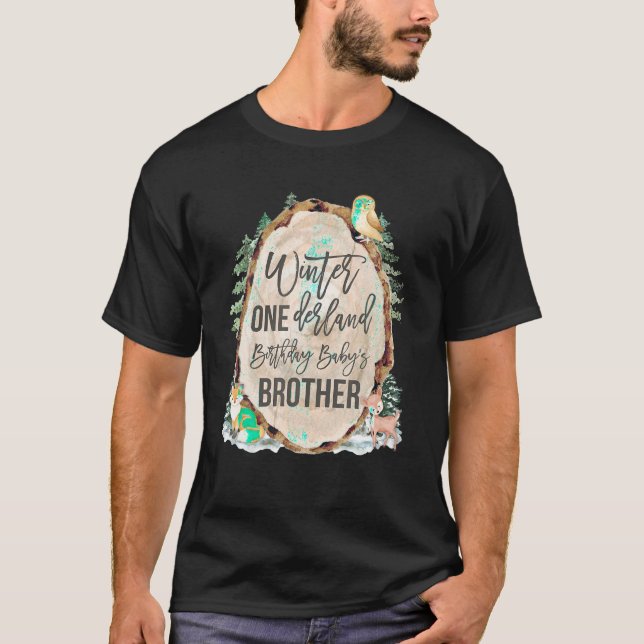 T-shirt Brother Woodland Hiver Onederland 1er anniversaire (Devant)