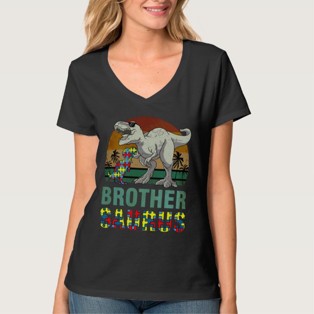 T-shirt Brothersaurus Dinosaur Rex Frère Saurus Autisme A (Devant)
