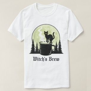 T-shirt Brow Black Cat Cat Moon Design