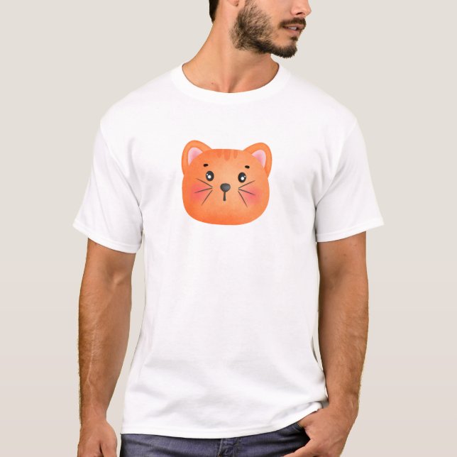 T-shirt Brown Cat Cute Face (Devant)