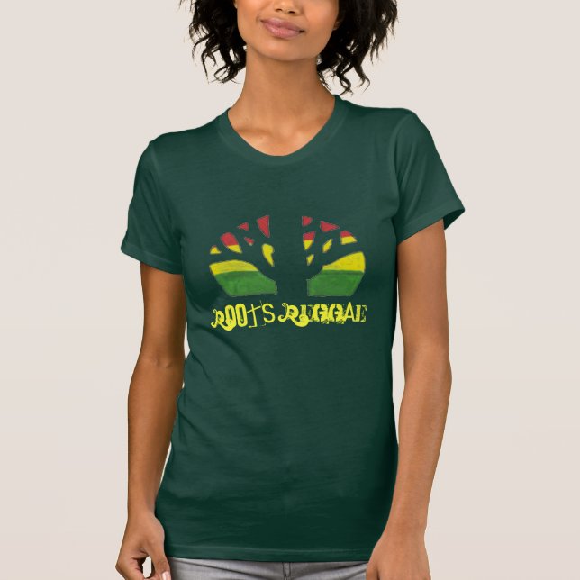 T-shirt Brown de dames de reggae de racines (Devant)