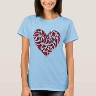 T-shirt Brown élégant Red Heart on Pebble