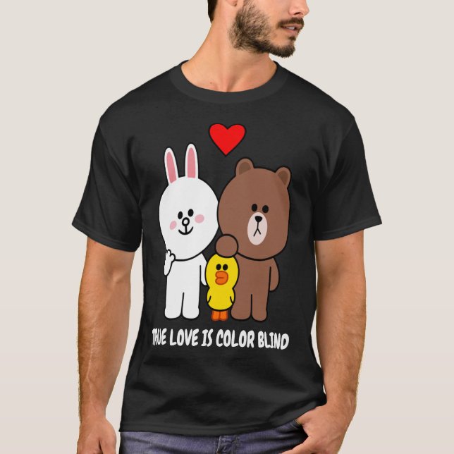T-shirt Brown Ours Cony Lapin Lapin Véritable Amour Est Co (Devant)