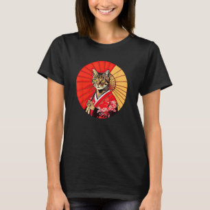 T-shirt Brown Tabby Cat Geisha Funny Pet Kimono