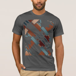 T-shirt Brown Turquoise Beige Diagonal Sud-Ouest Art Look