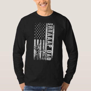 T-shirt Brraaap Papa Drapeau Américain Dirt Vélo Motocross