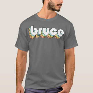 T-shirt Bruce Retro Typographie arc-en-ciel style défraîch