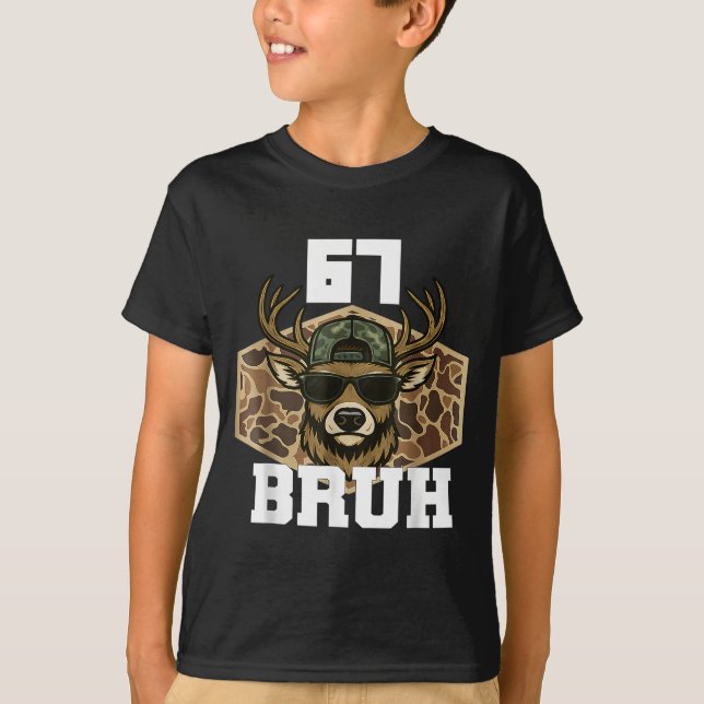 T-shirt Bruh 67 Deer Funny Deer Hunting Camo Hat Youth Tee (Devant)