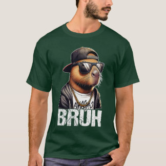 T-shirt Bruh Capybara Sunglasses Boys Mens Funny Capybara