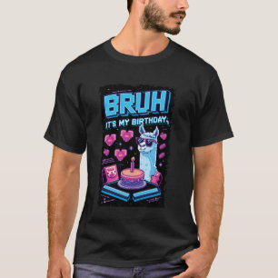 T-shirt Bruh C'est Mon Anniversaire Pinata Lama Garçon Fil
