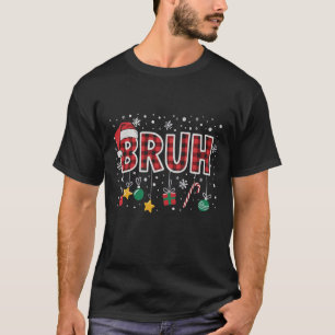 T-shirt Bruh drôle de Noël carreaux rouges Xmas Pyjama 