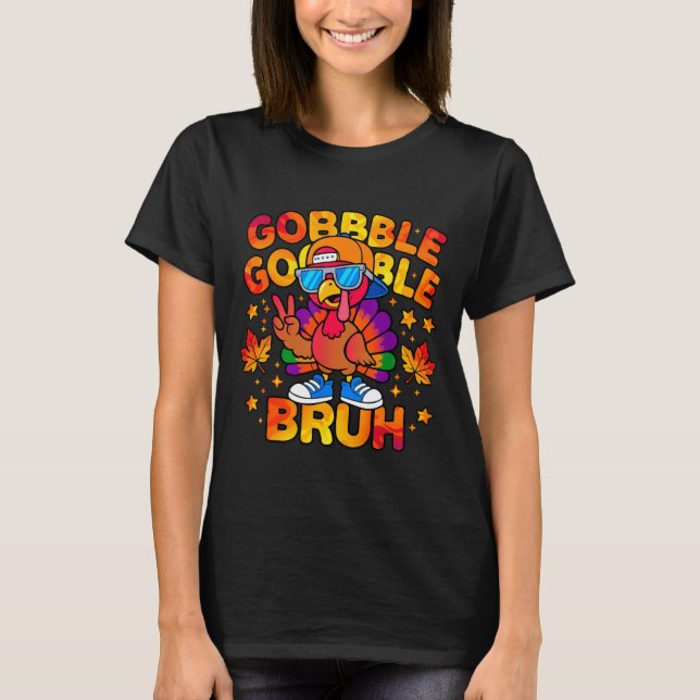 T-shirt Bruh Funny Thanksgiving Turkey Gobble Outfit Boys  (Devant)