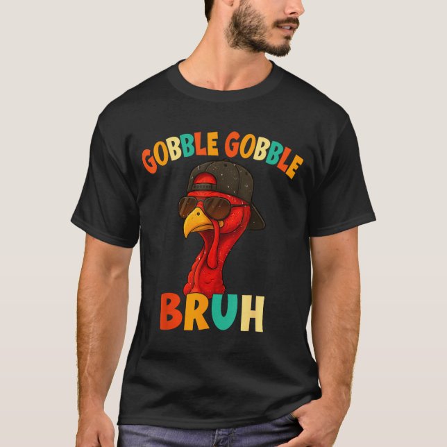 T-shirt Bruh Funny Thanksgiving Turkey Gobble Shirt Boys G (Devant)