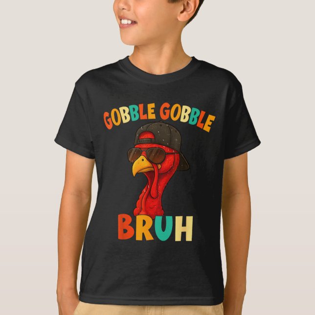 T-shirt Bruh Funny Thanksgiving Turkey Gobble Shirt Boys G (Devant)