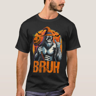 T-shirt Bruh Halloween Bigfoot Citrouille Sasquatch Mens