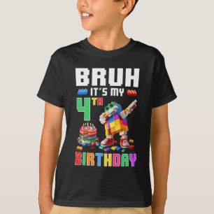T-shirt Bruh Son 4 Anniversaire Master Builder Dabbing Bl