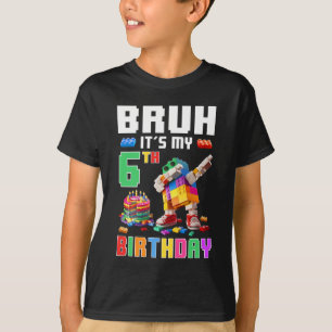 T-shirt Bruh Son Mon 6e Anniversaire Master Builder Dabbin