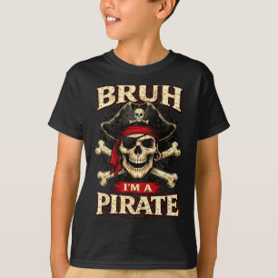 T-shirt Bruh un pirate crâne cache-œil os croisés drôle