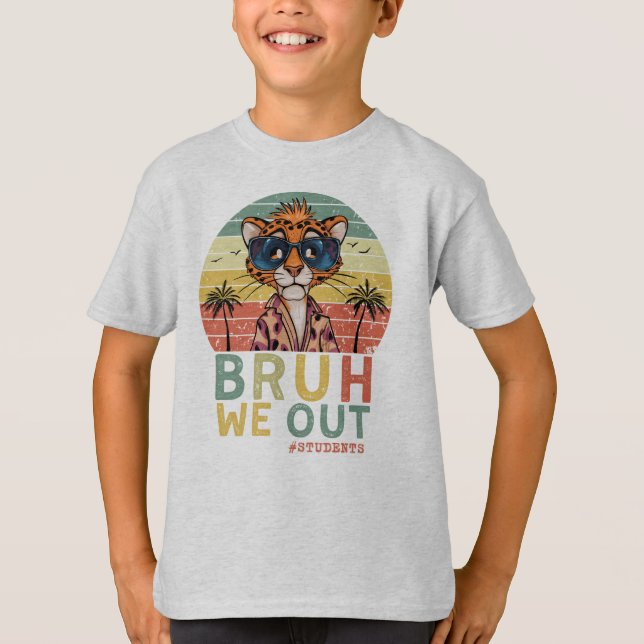 T-shirt Bruh We Out, Funny Cheetah Dernier jour de l'école (Devant)