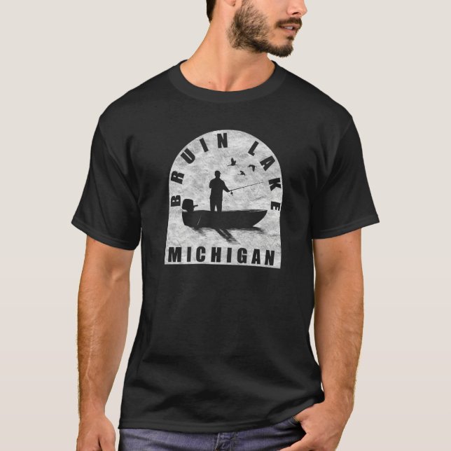T-shirt Bruin Lake Fishing Michigan (Devant)