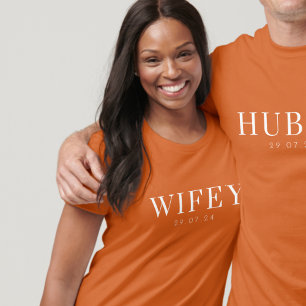 T-shirt Brûlé Orange Wifey Top cadeau pour mariée mariée