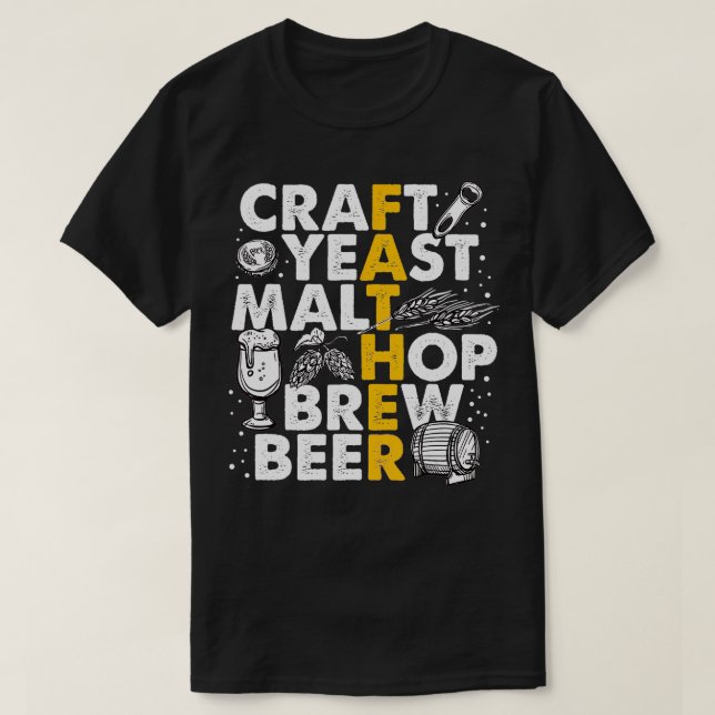 T-shirt Brûler papa bière brasserie brasserie père de la b (Design devant)