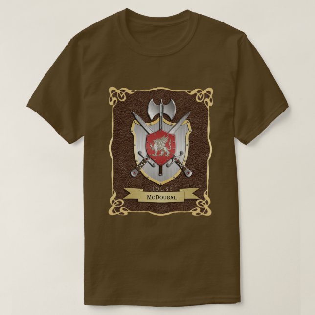 T-shirt Brun de crête de bataille de griffon (Design devant)