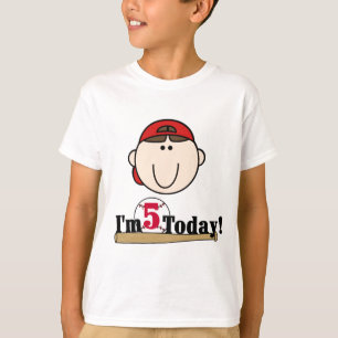 T-shirt Brunette Boy Baseball 5e anniversaire