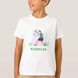 T-shirt Brunette Boy Tennis Player Green Grass & Kids Nom