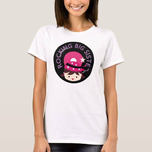 T-shirt Brunette Rocking Big Sister (Devant)