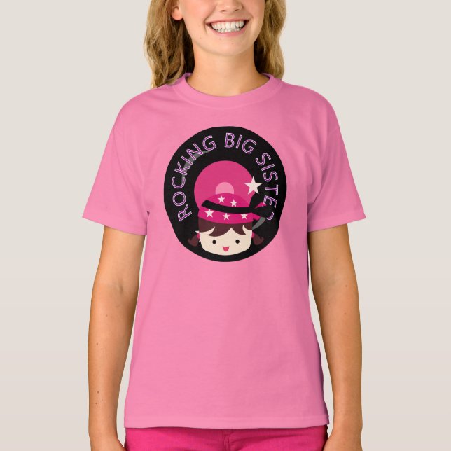 T-shirt Brunette Rocking Big Sister (Devant)