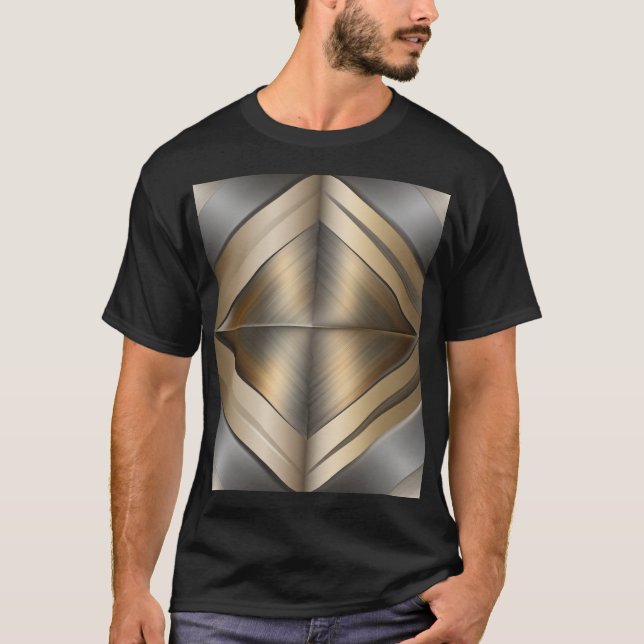 T-shirt Brushed Metallic Geometric Diamond Pattern (Devant)