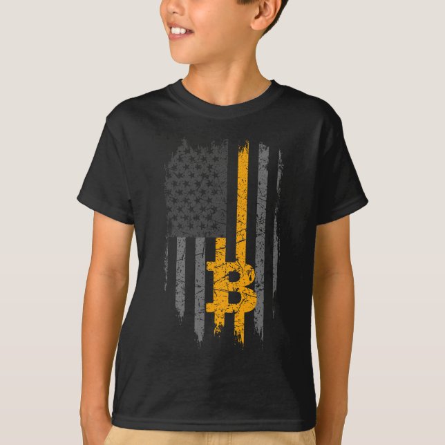 T-shirt BTC Bitcoin American Flag Crypto Revolution Achete (Devant)