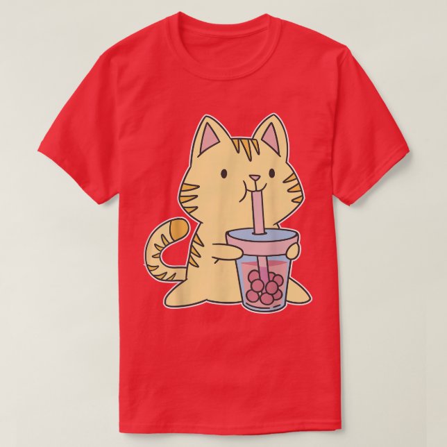 T-shirt Bubble Tea Kitty Kawaii Boba Tea Cat Japan Sweet O (Design devant)