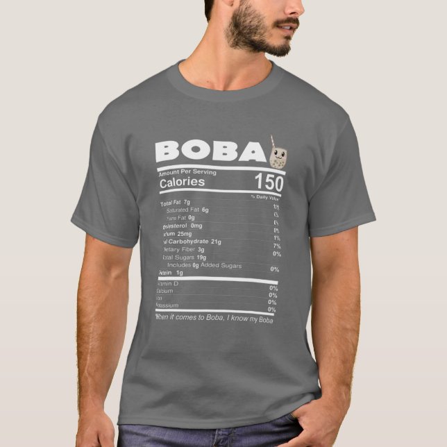 T-shirt Bubble Thé de lait Faits nutritionnels Drôle Boba  (Devant)