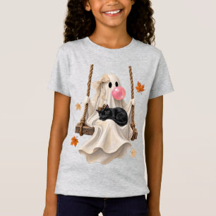 T-Shirt Bubblegum Ghost & Black Cat Swing Halloween