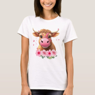 T-shirt Bubblegum rose vache des Highlands