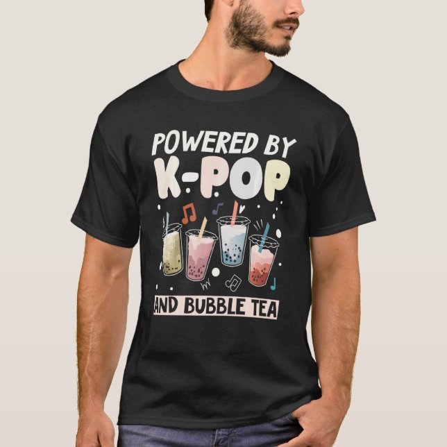 T-shirt Buble Tea Boba Milk K Pop Stations Musique (Devant)