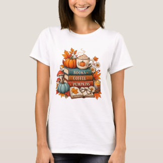 T-Shirt „Bücher, Kaffee & Kürbisse Herbst“