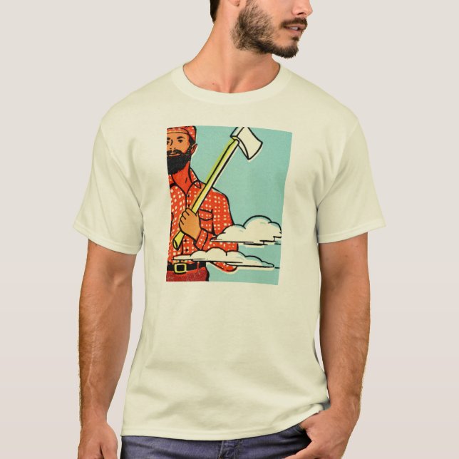 T-SHIRT BÛCHERON BARBU AVEC LA HACHE. PERSONNALISABLE (Devant)