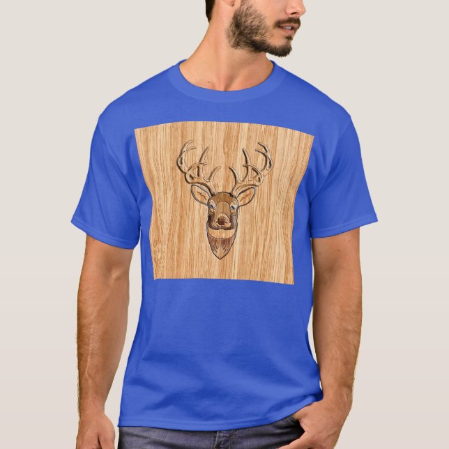 T-shirt Buck Deer Head Bois Grain Style (Devant)