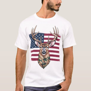 T-shirt Buck Shirt, le drapeau américain Tee de chasse p