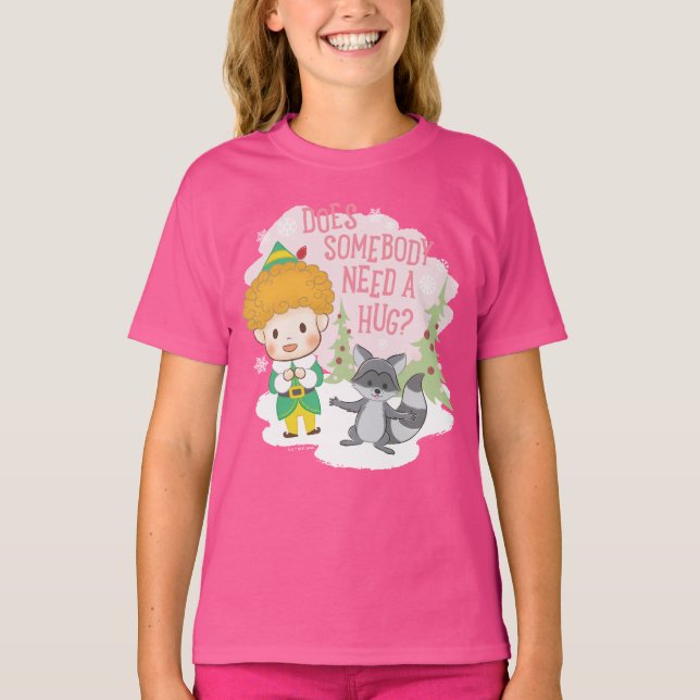 T-shirt Buddy l'Elfe Quelqu'un a besoin d'un câlin ? (Devant)