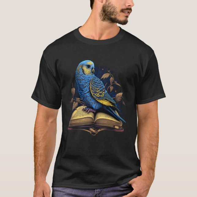 T-shirt Budgie Budgerigar Book Parakeet Bird Bookworm Read (Devant)