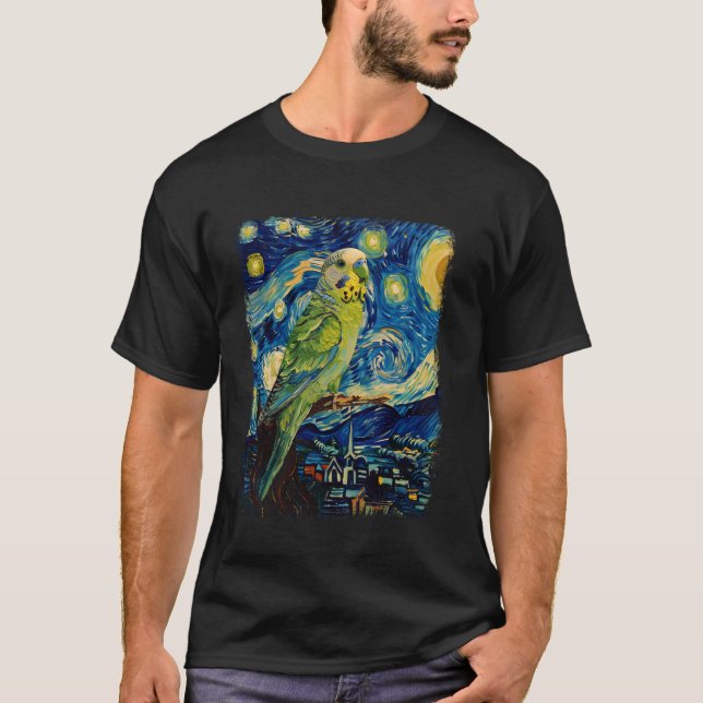 T-shirt Budgie Budgerigar Perrot Oiseau Starry Peinture de (Devant)