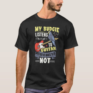T-shirt Budgie Joue De La Guitare Perroquet Budgéri Perroq