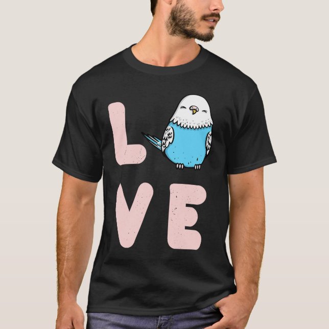 T-shirt Budgie Love Valentines Day  For Budgerigar (Devant)