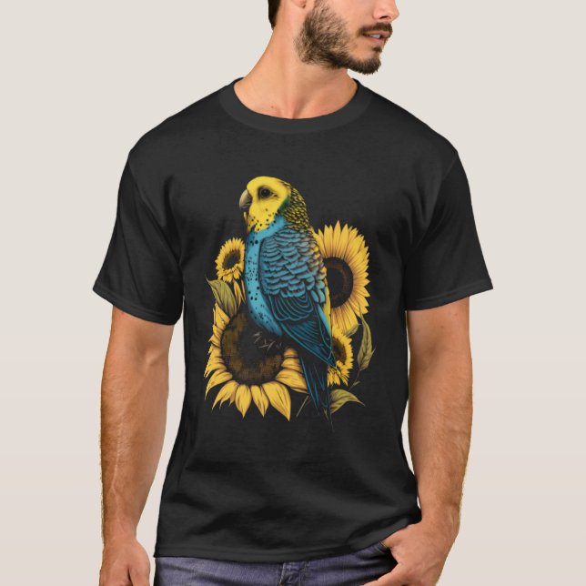 T-shirt Budgie Mom Budgerigar Sunflower Parakeet Bird Moth (Devant)