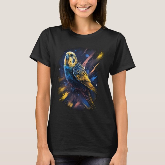 T-shirt Budgie Space Budgerigar Parakeet Bird (Devant)